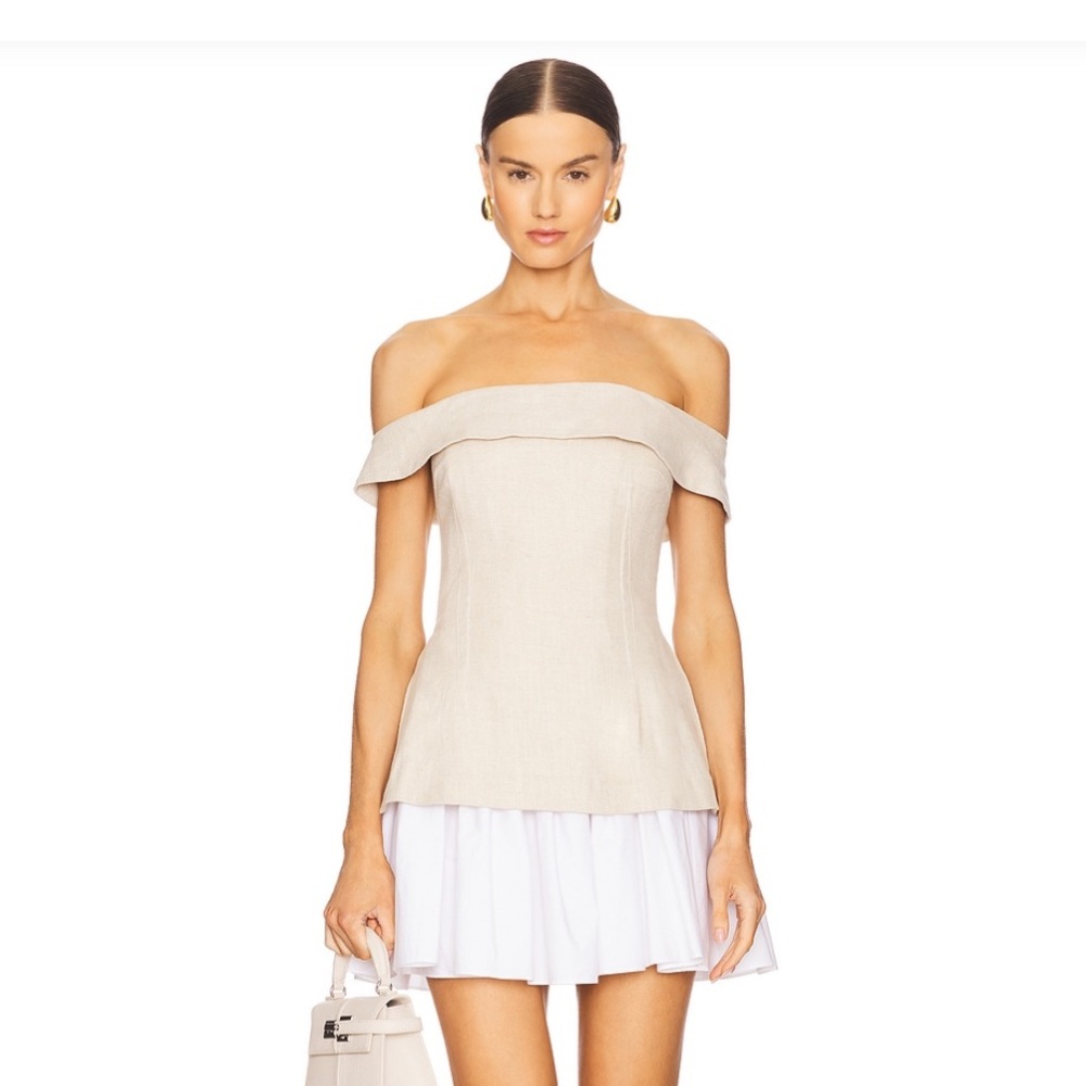 NWT Grace Mini Dress in Beige and White size Medium